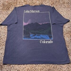 Lake Maroon Colorado Graphic T-Shirt Mens XL Faded Purple Mountain Landscape Tee